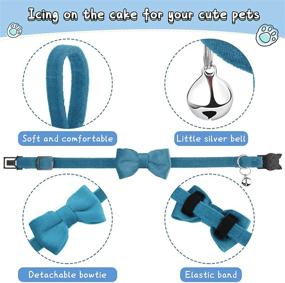 img 2 attached to 🐱 Velvet Cat Collars with Bell and Bowtie - Set of 4: Comfortable, Cute Buckle, Solid Color Pet Collar for Kittens, Cats, and Puppies