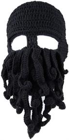 img 3 attached to 🧔 Kafeimali Men's Head Barbarian Vagabond Beanie: Stylish Foldaway Beard Octopus Pirate Hats with Bearded Caps