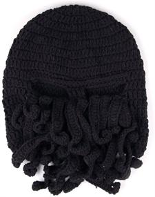 img 1 attached to 🧔 Kafeimali Men's Head Barbarian Vagabond Beanie: Stylish Foldaway Beard Octopus Pirate Hats with Bearded Caps