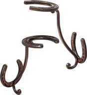 🤠 rustic western horseshoe hooks - set of 2 decorative wall-mounted cowboy hat racks - heavy-duty iron organizer diy kit for hats, coats, and keys - efficient storage and display solution logo