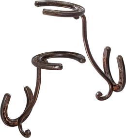 img 4 attached to 🤠 Rustic Western Horseshoe Hooks - Set of 2 Decorative Wall-Mounted Cowboy Hat Racks - Heavy-Duty Iron Organizer DIY Kit for Hats, Coats, and Keys - Efficient Storage and Display Solution