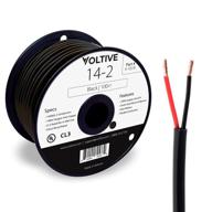 🔌 voltive 14/2 speaker wire: premium 14 awg/gauge 2 conductor cable - ul listed for in-wall and outdoor use - 100 foot spool - black logo