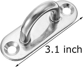 img 2 attached to 🔗 Set of 4, 3.1 Inch 304 Stainless Steel Ceiling Hooks Pad Eyes Plate - Robust Marine Hardware Hooks with Screws