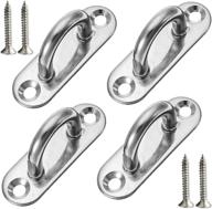 🔗 set of 4, 3.1 inch 304 stainless steel ceiling hooks pad eyes plate - robust marine hardware hooks with screws логотип