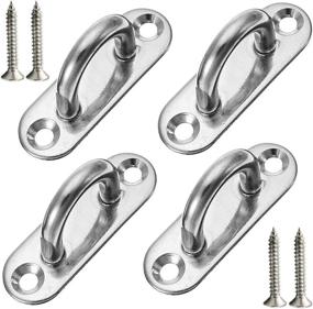 img 4 attached to 🔗 Set of 4, 3.1 Inch 304 Stainless Steel Ceiling Hooks Pad Eyes Plate - Robust Marine Hardware Hooks with Screws