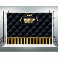 premium gold stripes hollywood backdrop - luxurious 9x6ft black tufted photography background for events, step and repeat banners, prop setups - lup575 logo