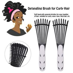 img 2 attached to 💆 Detangling Brush for Curly Hair: Black Hair Detangler for 3a to 4c Kinky Wavy, Wet/Dry Thick Hair - Exfoliating Scalp, Shiny Curls