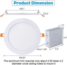 img 2 attached to 💡 JSTPRWN-18-4-1 8 Inch Slim LED Recessed Ceiling Light with Junction Box, 4000K Cool White, 18W 110V Eqv Can-Killer Downlight, High Brightness 1500LM, CRI80+