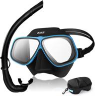 🤿 tcisa adults snorkel mask set: anti-fog dual lens gear for scuba diving and snorkeling, with wet snorkel, handbag, and 180° panoramic view - professional free diving swimming goggles, anti-leak design logo