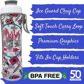 img 2 attached to 👩 Nurse Water Bottle - 24 oz. BPA Free with Carry Loop & Chug Cap - Perfect Gift for Nurses, RN, CNA, MA or Nursing Graduation - Ideal for Birthday, Thank You, Christmas or Graduate (Nurse Shots)