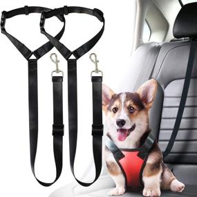 img 4 attached to 🐾 2-Pack Musonic Pet Safety Seat Belt Strap for Dogs and Cats – Adjustable Restraint with Nylon Fabric – Car Headrest Restraint, Vehicle Seatbelts Harness