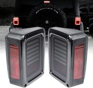 🚙 enhance your jeep wrangler's look with line & halo designed led rear tail light replacement [smoke lens] [plug n play] logo