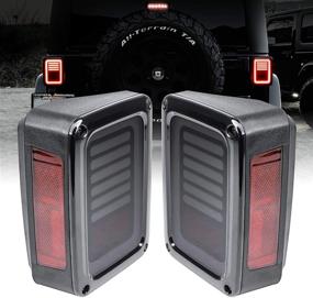 img 4 attached to 🚙 Enhance Your Jeep Wrangler's Look with Line & Halo Designed LED Rear Tail Light Replacement [Smoke Lens] [Plug n Play]