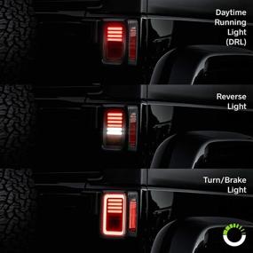 img 1 attached to 🚙 Enhance Your Jeep Wrangler's Look with Line & Halo Designed LED Rear Tail Light Replacement [Smoke Lens] [Plug n Play]