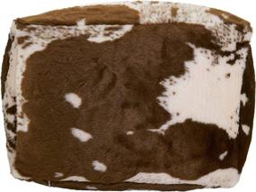 img 2 attached to 🐄 SARO LIFESTYLE Lait Collection Faux Fur Cow Hide Pouf, Brown - 20x20x14 inches