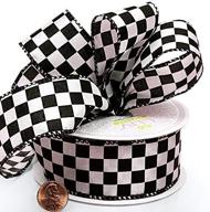 🎀 timeless elegance: 10yd white checkered fabric ribbon – perfect for any occasion logo