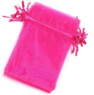 🎒 mbox 4''x 6'' hot pink organza drawstring pouch bags - pack of 100, vibrant and colorful! logo