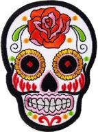 white novelty iron on skull candy embroidered patch / badge motorcycle biker - free gift included logo