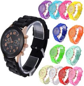 img 1 attached to Unisex Silicone Ceramic Style Classic Women's Watches