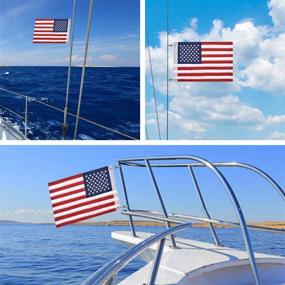img 1 attached to 🚤 Premium American Boat Flag Marine Flag with 4 Boat Flag Pole Kits - Double Sided Embroidered Stars USA American Flag for Boat - 2 Brass Grommets - 12x18 inch