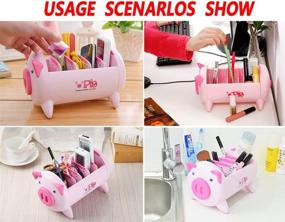 img 2 attached to Creative Pigs Plastic Desk Organizer with 4 Adjustable Spaces - Perfect Office Stationery Storage and Desk Supplies Holder