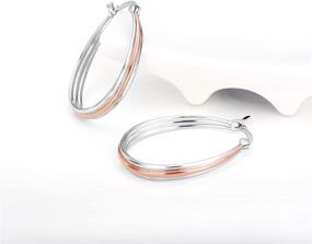 img 3 attached to 💍 Stunning Sterling Silver Big Circle Hoop Earrings - Rose Gold Two-Tone Hoops for Women & Girls: The Perfect Endless Hoops Jewelry Gift!