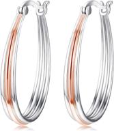 💍 stunning sterling silver big circle hoop earrings - rose gold two-tone hoops for women & girls: the perfect endless hoops jewelry gift! logo