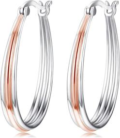 img 4 attached to 💍 Stunning Sterling Silver Big Circle Hoop Earrings - Rose Gold Two-Tone Hoops for Women & Girls: The Perfect Endless Hoops Jewelry Gift!