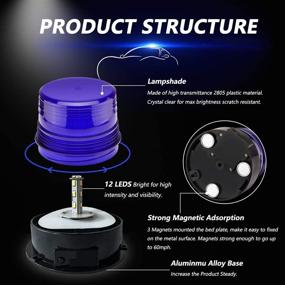 img 1 attached to 🔵 Blue Emergency LED Beacon Light with Strong Magnet for Spirit car, Trucks, Firefighters, and Police Car - Dinfu Caution Lights