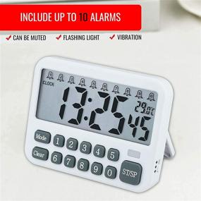 img 1 attached to ⏰ Versatile Digital Alarm Clock: 10 Alarm Settings, Magnetic Countdown & Count Up Timer, Temperature Display, Reminder, Battery Operated (2 AAA Batteries Not Included)