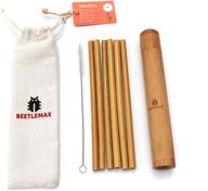 🌿 environmentally friendly bamboo drinking straws - set of 6 with travel case, storage bag, and cleaning brush included. ditch plastic with 100% organic, reusable straws! logo