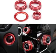 thenice red air conditioning knob cover for honda crv 2017-2020: vol button, ac switch, temperature climate control, engine start/stop rings logo