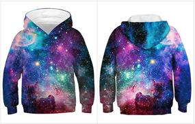 img 2 attached to 🌌 Basoteeuo 3D Galaxy Hoodies for Kids: Pullover Sweatshirts/Sweaters - Boys & Girls Clothes