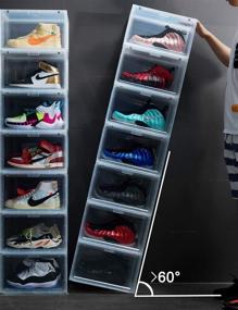 img 1 attached to Clear Plastic Stackable Shoe Boxes - 3 Pack Sneaker Storage in Black