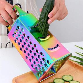 img 1 attached to Multifunctional Stainless Steel Grater Slicer with Handle - Perfect for Ginger, Garlic, Cucumbers, Carrots, Cheese, Potato - Ergonomic Design - Rainbow Colors - Must-Have Kitchen Gadget!