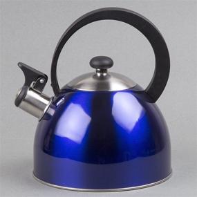 img 3 attached to 🫖 Prelude 2.1 Qt Stainless Steel Whistling Tea Kettle - Metallic Blue by Creative Home