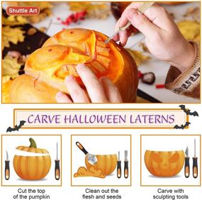 img 1 attached to Premium Stainless Steel Halloween Pumpkin Carving Kit - 15-Piece Set for Kids and Adults, with Carrying Case - Sculpting Tools by Shuttle Art