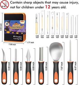 img 3 attached to Premium Stainless Steel Halloween Pumpkin Carving Kit - 15-Piece Set for Kids and Adults, with Carrying Case - Sculpting Tools by Shuttle Art