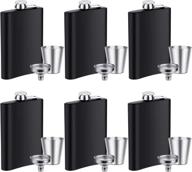 🍾 6-piece stainless steel hip flask set - 8 ounce fluid-tight flask with shot cups and funnel by elcoho логотип