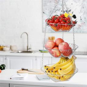 img 2 attached to 🧺 Organize Tools, Fruits, and Vegetables with PENGKE 3 Tier Metal Chain Hanging Basket in Silver