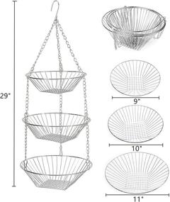 img 3 attached to 🧺 Organize Tools, Fruits, and Vegetables with PENGKE 3 Tier Metal Chain Hanging Basket in Silver