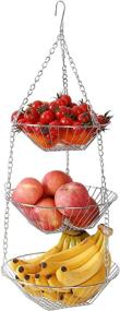 img 4 attached to 🧺 Organize Tools, Fruits, and Vegetables with PENGKE 3 Tier Metal Chain Hanging Basket in Silver