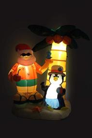 img 1 attached to 🎅 7-Foot Inflatable Santa Claus and Penguin Island with Palm Tree: Enchanting Holiday Decor for All!