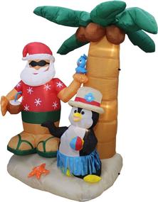 img 2 attached to 🎅 7-Foot Inflatable Santa Claus and Penguin Island with Palm Tree: Enchanting Holiday Decor for All!