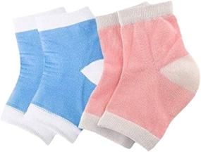 img 2 attached to 🧦 CTKcom Moisturising Heel Socks for Dry, Hard, Cracked Skin - Open Toe Comfy Recovery Socks, One Size Fits Most, Padded Comfort to Help with Arthritis and Foot & Heel Pain - 2 Pairs (Blue & Pink)