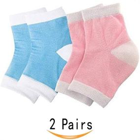 img 1 attached to 🧦 CTKcom Moisturising Heel Socks for Dry, Hard, Cracked Skin - Open Toe Comfy Recovery Socks, One Size Fits Most, Padded Comfort to Help with Arthritis and Foot & Heel Pain - 2 Pairs (Blue & Pink)