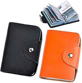 img 4 attached to 👜 2-Pack Mini Credit Card Holder for Women - Black & Orange Credit Card Protector Bag