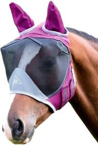 img 1 attached to 🐴 Shires Deluxe Fly Mask with Ears Burgundy Full: Superior Protection against Flies and Sun for Maximum Comfort