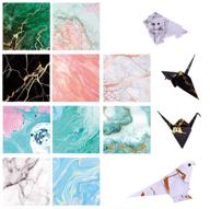 🎨 paperkiddo origami paper craft folding paper - 10 unique marble patterns with bronzing curve design - premium quality, double-sided - ideal for arts, crafts, and origami (marble, 100pcs) logo