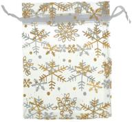 🎁 100pack christmas organza bags, snowflake jewelry packing drawable gift pouches, wedding package (4x6" / 10x15cm) logo